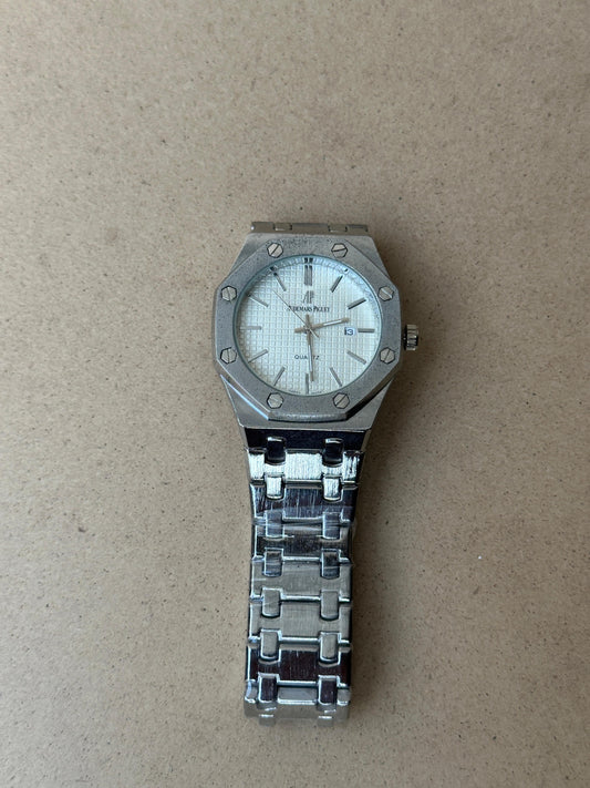 Royal Oak Style Textured Dial Silver Stainless Steel